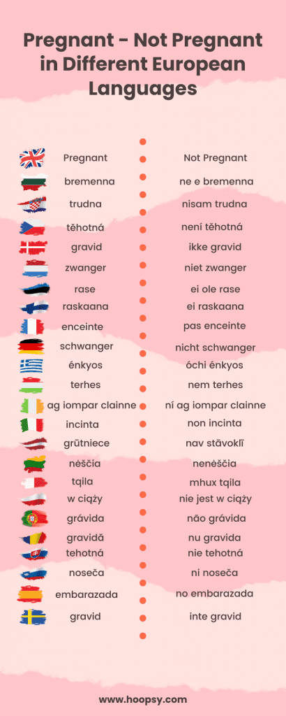 Pregnant and Not Pregnant in different European languages