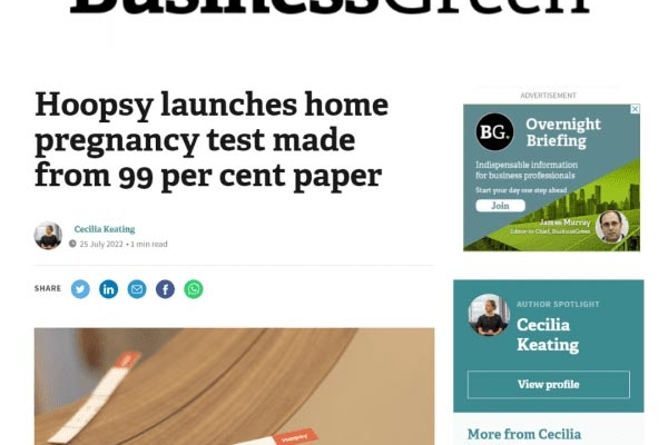 Hoopsy launches home pregnancy test made from 99 per cent paper