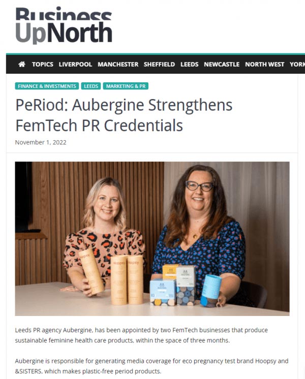 PeRiod: Aubergine strengthens FemTech PR credentials