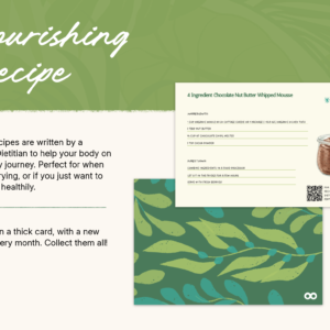 Nourishing Recipe Card Front and back of a card with a nourishing fertility recipe written on it