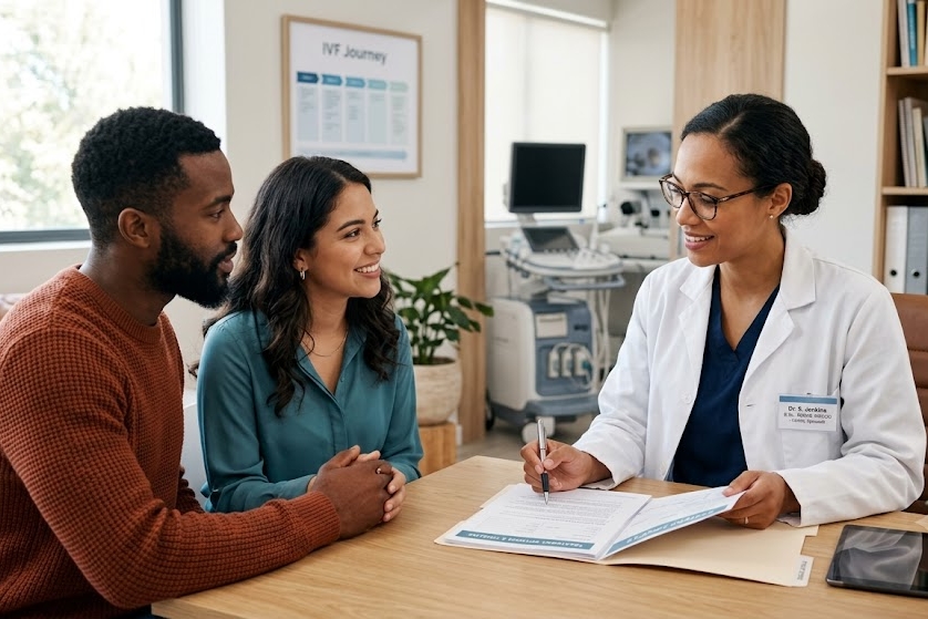 Couple discussing IVF treatment