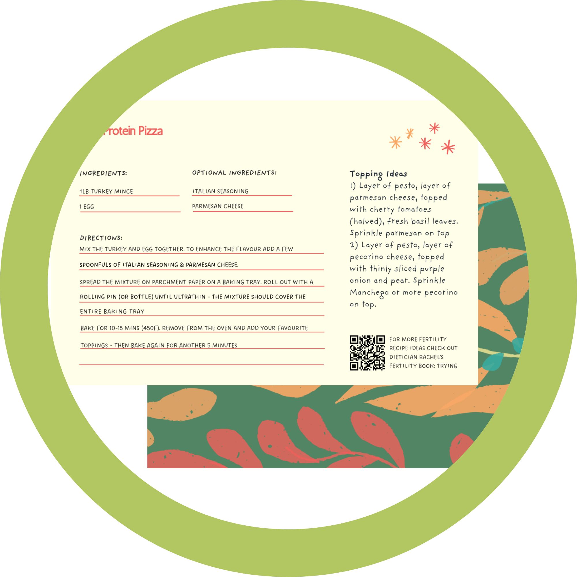 fertility friendly recipe card in fertility snail mail